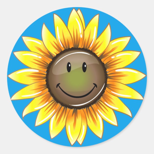 Sunkissed Smiling Sunflower Classic Round Sticker (Front)