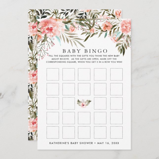 Sunkissed Summer Floral Baby Shower Bingo Invitation (Front/Back)