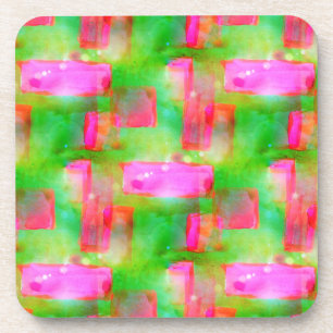 Sunlight abstract painted yellow, pink coaster