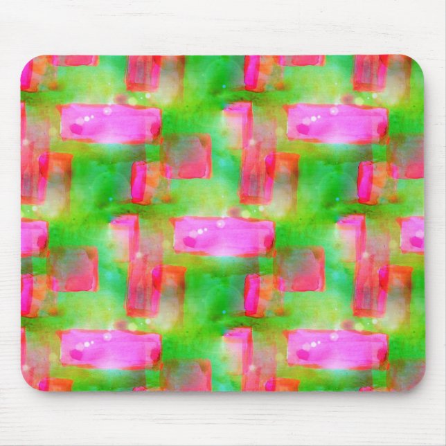 Sunlight abstract painted yellow, pink mouse pad (Front)