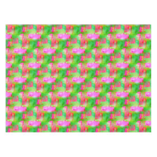 Sunlight abstract painted yellow, pink tablecloth