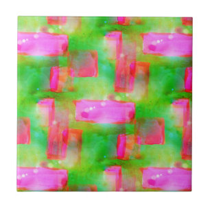 Sunlight abstract painted yellow, pink tile