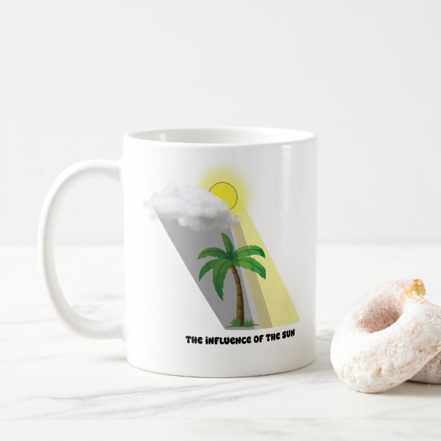 Sunlight and Cloud Interaction with a Palm Tree Coffee Mug (With Donut)