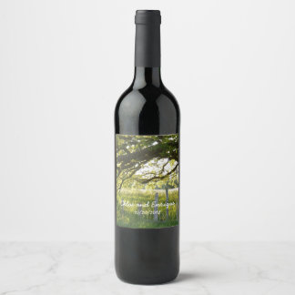Sunlight And Trees Personalized Wedding Wine Label