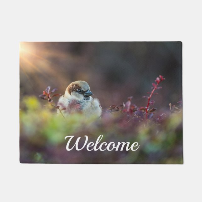 Sunlight Bathing Finch Welcome Doormat (Front)