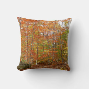 Sunlight Dappled Fall Trail at Laurel Hill Park Throw Pillow