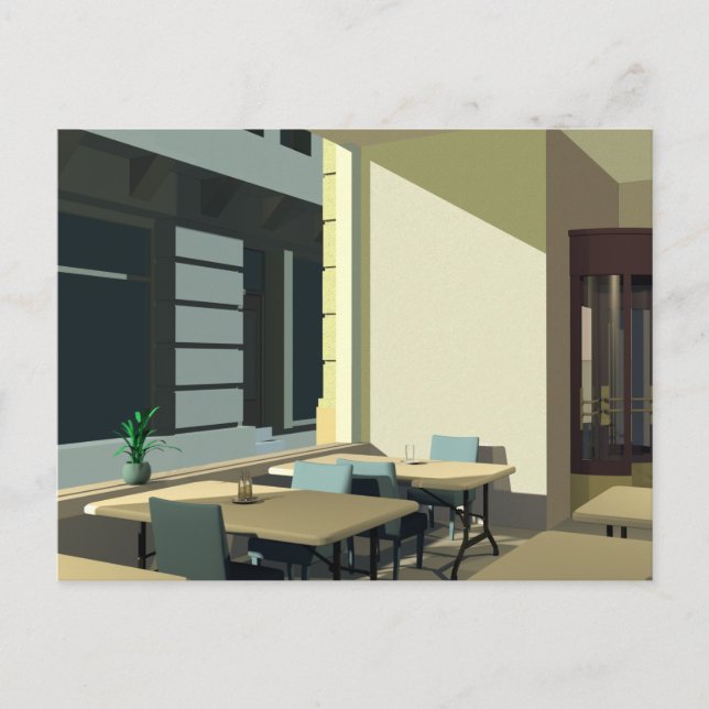 Sunlight in a cafeteria postcard (Front)