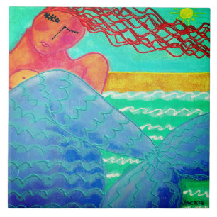 Sunlight Mermaid Abstract Art Tile