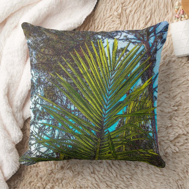 Sunlight on the Palm Fronds Throw Pillow (Blanket)