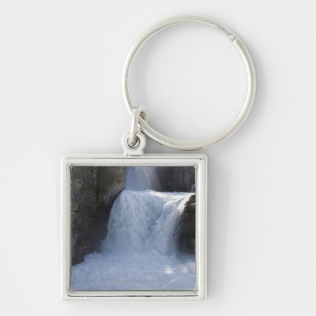 Sunlight On Waterfalls On The Side Of A Mountain Keychain (Front)