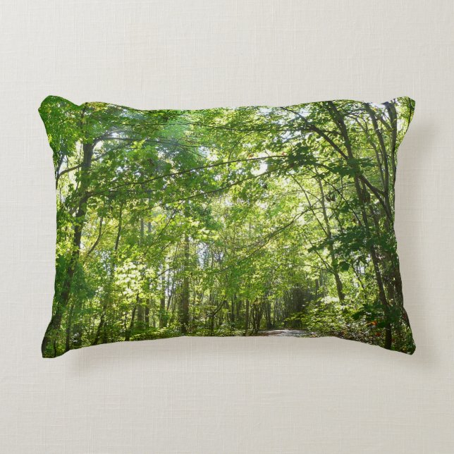 Sunlight on Wooded Path at Centennial Park Decorative Pillow (Front)