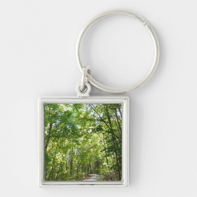 Sunlight on Wooded Path at Centennial Park Keychain (Front)