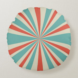 Sunlight retro horizontal background. Pale red and Round Pillow