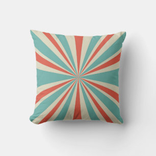 Sunlight retro horizontal background. Pale red and Throw Pillow