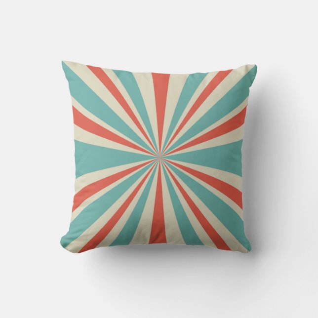Sunlight retro horizontal background. Pale red and Throw Pillow (Front)