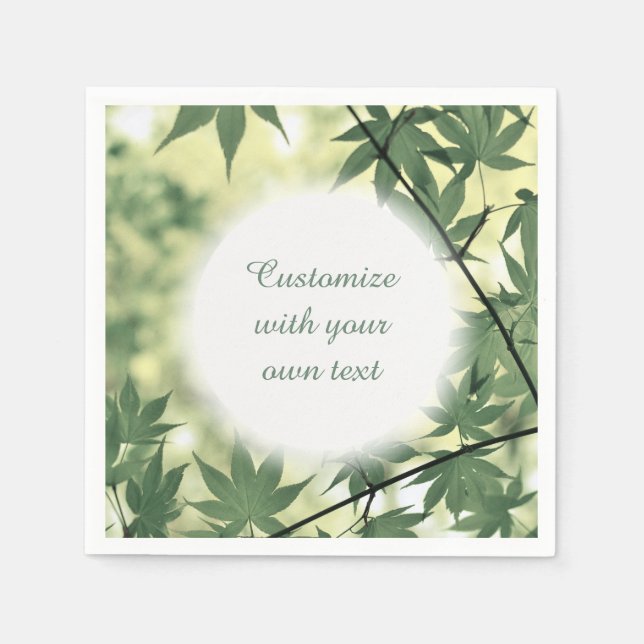 Sunlight Through Maple Leaves Custom Text Napkin (Front)