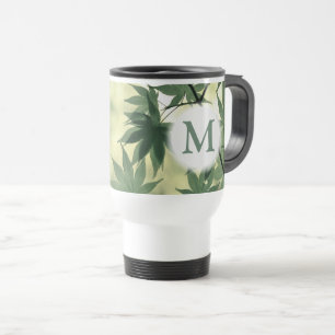 Sunlight Through Maple Leaves Nature Monogram Travel Mug