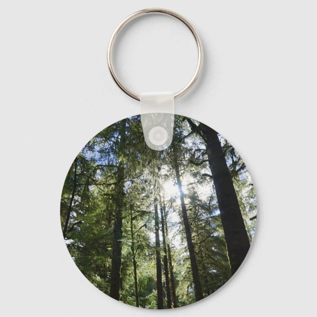 Sunlight Through Pine Trees Keychain (Front)