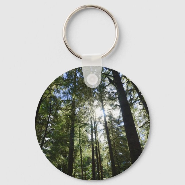 Sunlight Through Pine Trees Keychain (Front)