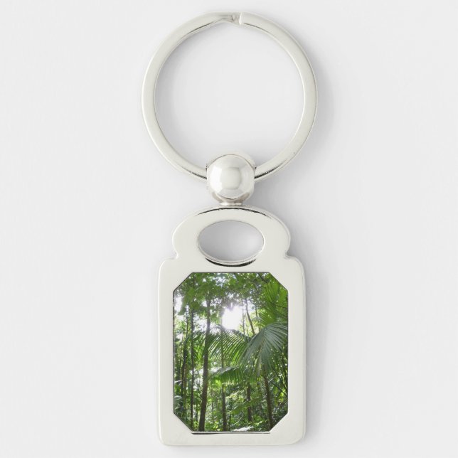 Sunlight Through Rainforest Canopy Tropical Green Keychain (Front)