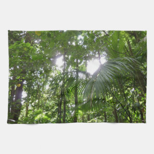 Sunlight Through Rainforest Canopy Tropical Green Kitchen Towel