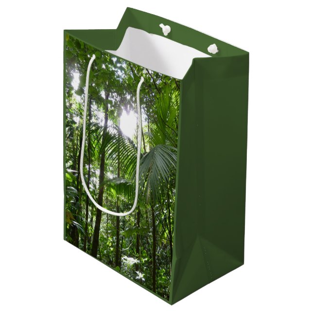 Sunlight Through Rainforest Canopy Tropical Green Medium Gift Bag (Front Angled)
