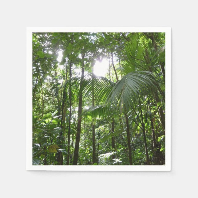 Sunlight Through Rainforest Canopy Tropical Green Napkin (Front)