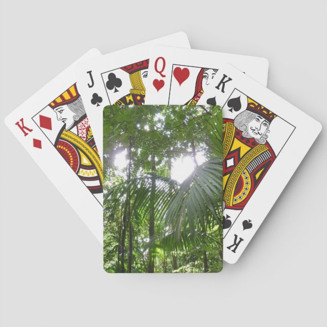 Sunlight Through Rainforest Canopy Tropical Green Playing Cards (Back)