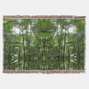 Sunlight Through Rainforest Canopy Tropical Green Throw Blanket