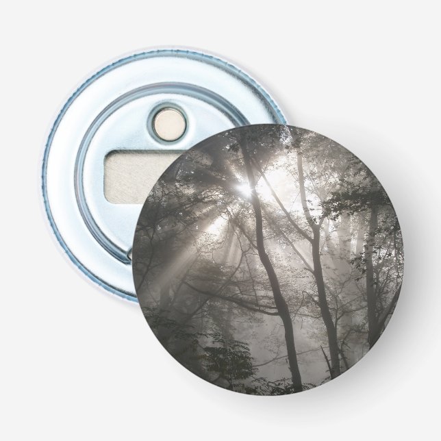 Sunlight Through Trees Dark Woodland Bottle Opener (Front)