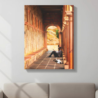 Sunlit Archway – Serene Mediterranean Canvas Print