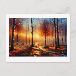 Sunlit Autumn Forest Scene,  Postcard