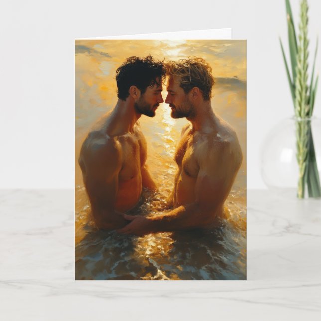 Sunlit Beach Embrace Card (Front)