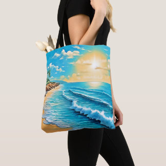 Sunlit Beach Waves Design  Tote Bag