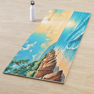 Sunlit Beach Waves Design Yoga Mat