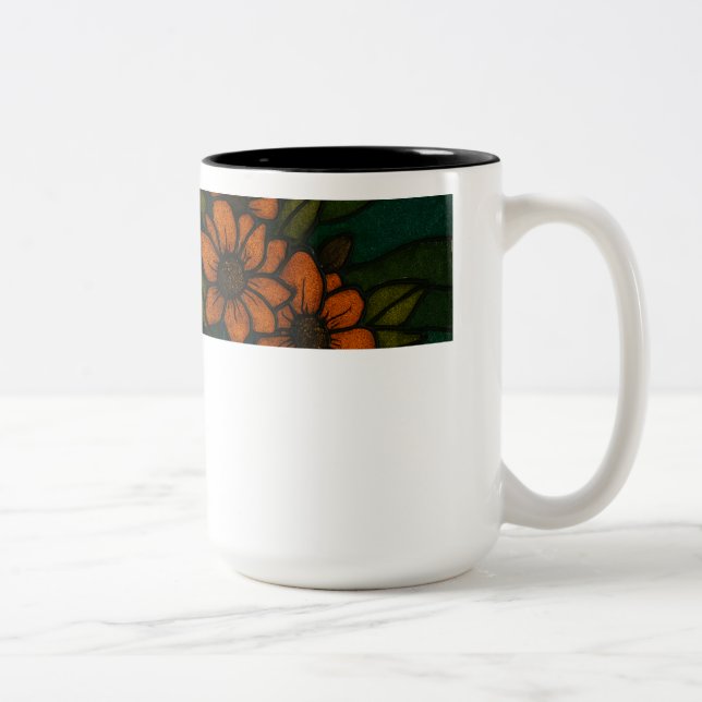 Sunlit Blooms Beneath the Peaks Two-Tone Coffee Mug (Right)