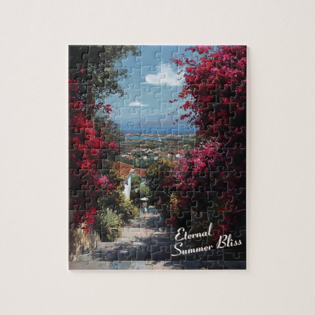 Sunlit Bougainvillea Path Art Jigsaw Puzzle (Vertical)