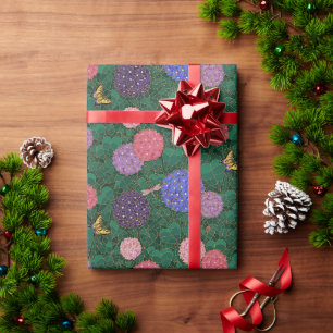 Sunlit Butterfly Hydrangea Garden Bronze Medium Wrapping Paper