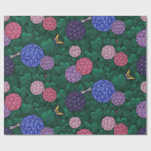 Sunlit Butterfly Hydrangea Garden Pewter Large Wrapping Paper