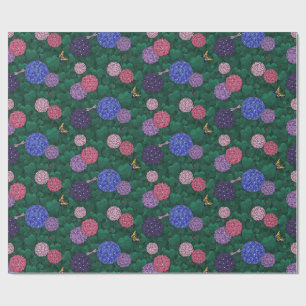 Sunlit Butterfly Hydrangea Garden Pewter Medium Wrapping Paper