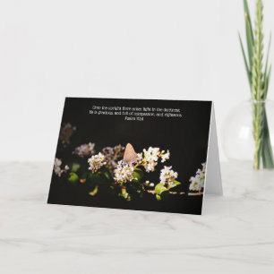 Sunlit Butterfly on Blossoms Scripture Card