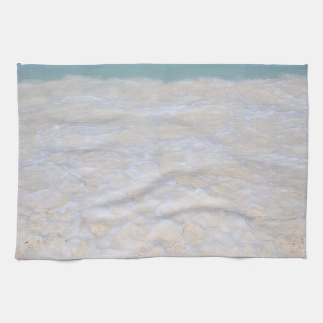 Sunlit Caribbean Sea Beach Foam 1 Kitchen Towel (Horizontal)