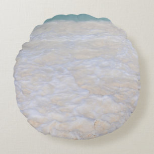 Sunlit Caribbean Sea Beach Foam 1 Round Pillow