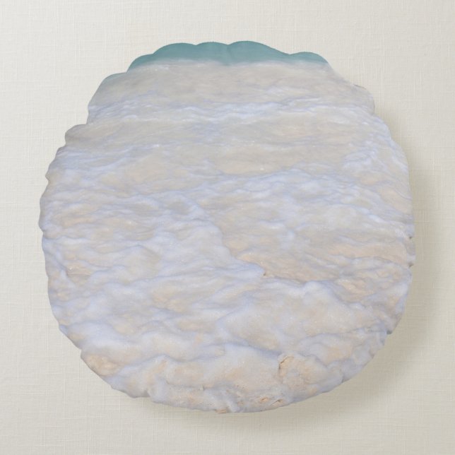 Sunlit Caribbean Sea Beach Foam 1 Round Pillow (Front)