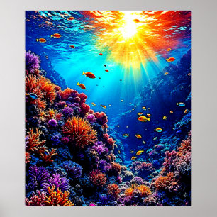 Sunlit Coral Reef Wonderland Poster