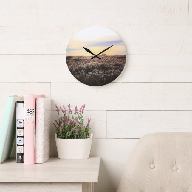 Sunlit Country Field- Rustic Photography Clock (Reading Room)