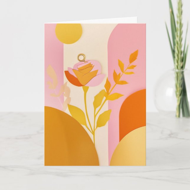 Sunlit Cut-Paper Blooms Card (Front)