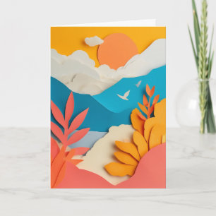 Sunlit Cut-Paper Landscape Card