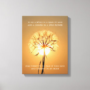 Sunlit Dandelion Inspirational Nature Poetry Canvas Print