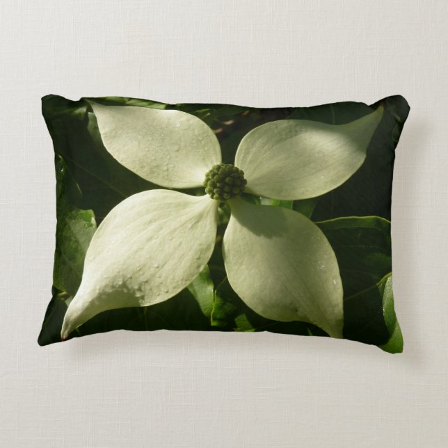 Sunlit Dogwood Blossom Spring Floral Accent Pillow (Back)